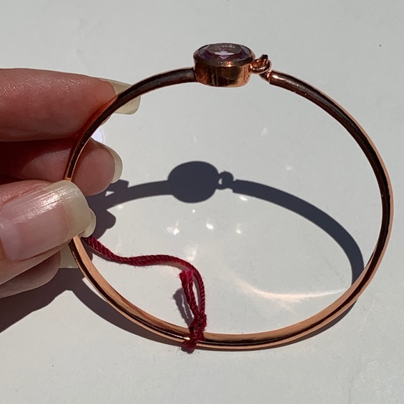 Amethyst Copper Gemstone Bangle Bracelet - Picture 6 of 7